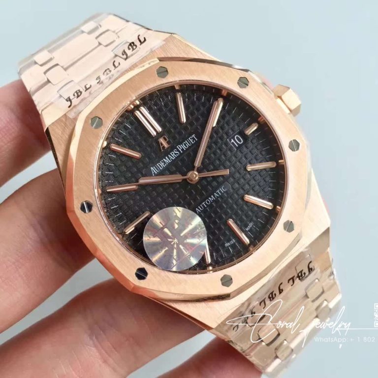 Replica Audemars Piguet Royal Oak Rose Gold 15450 Jf Factory V5 Black Dial (2)