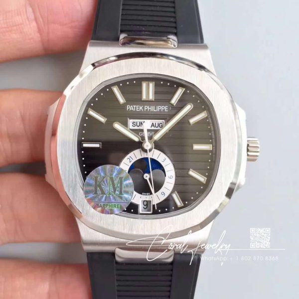 Replica Patek Philippe Nautilus Annual Calendar Moonphase 5726a Km Factory V2 Black Dial (19)