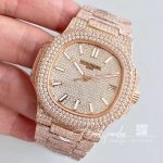 Replica Patek Philippe Nautilus Jumbo 571910g 010 Rose Gold Full Diamond Dial (3)