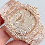 Replica Patek Philippe Nautilus Jumbo 571910g 010 Rose Gold Full Diamond Dial (4)