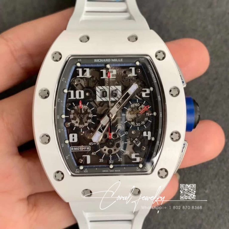 Replica Richard Mille Rm 011 Kv Factory White Rubber Strap (1)