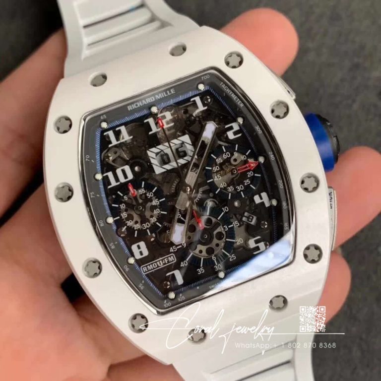 Replica Richard Mille Rm 011 Kv Factory White Rubber Strap (2)