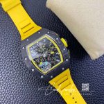 Replica Richard Mille Rm 011 Kv Factory Yellow Rubber Strap (6)