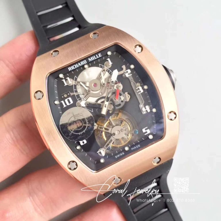 Replica Richard Mille Rm001 Rose Gold Tourbillon Jb Factory Black Dial (2)