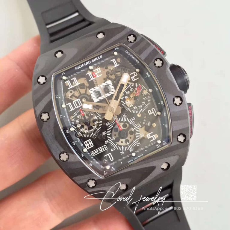 Replica Richard Mille Rm011 Kv Factory Black Rubber Strap (2)