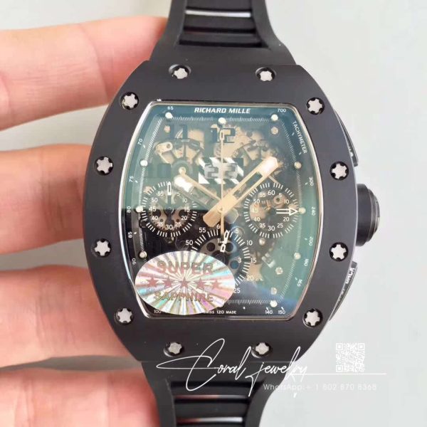 Replica Richard Mille Rm011 Kv Factory Ceramic Black Strap (1)