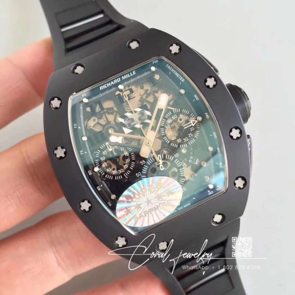 Replica Richard Mille Rm011 Kv Factory Ceramic Black Strap (2)