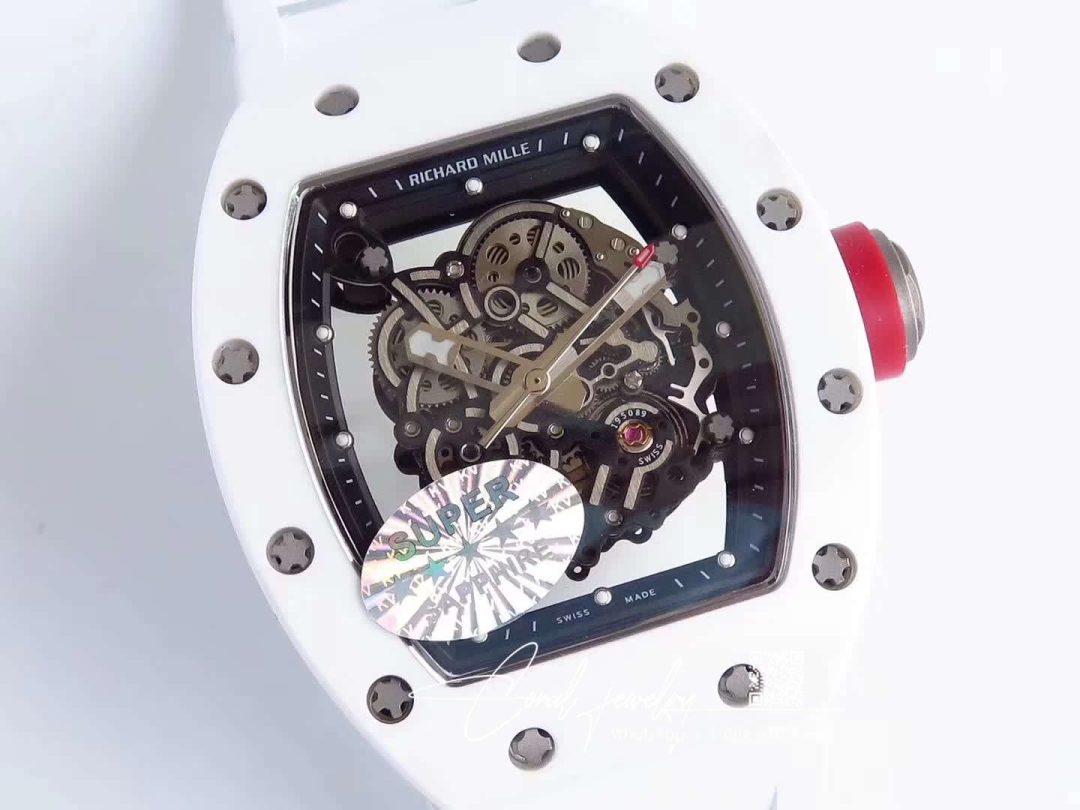 Replica Richard Mille Rm055 Kv Factory White Rubber Strap (4)