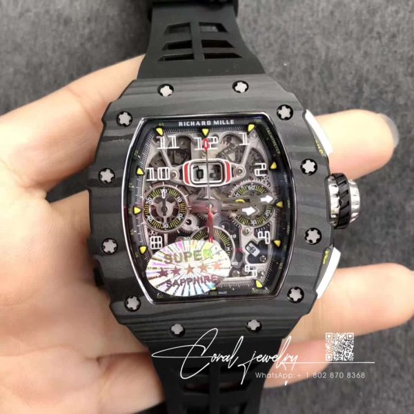 Replica Richard Mille Rm11 03 Kv Factory Black Black Rubber Strap (1)