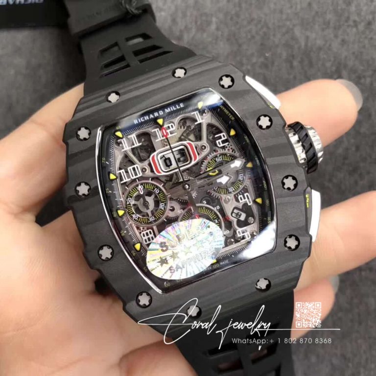 Replica Richard Mille Rm11 03 Kv Factory Black Black Rubber Strap (2)