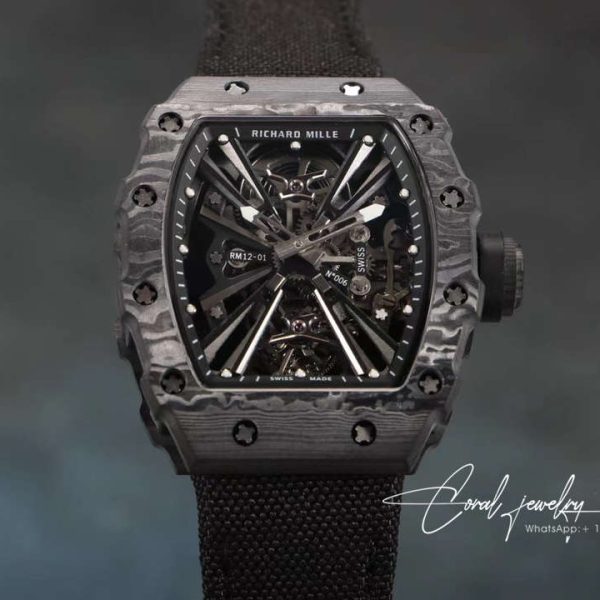 Replica Richard Mille Rm12 01 Rm Factory Black Tourbillon Skeleton Dial (3)