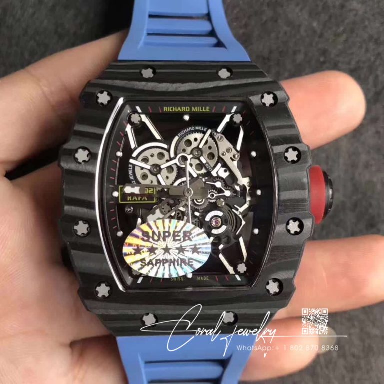 Replica Richard Mille Rm35 02 Kv Factory Blue Rubber Strap (1)