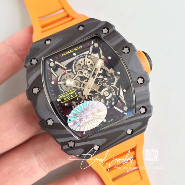 Replica Richard Mille Rm35 02 Kv Factory Orange Rubber Strap (2)