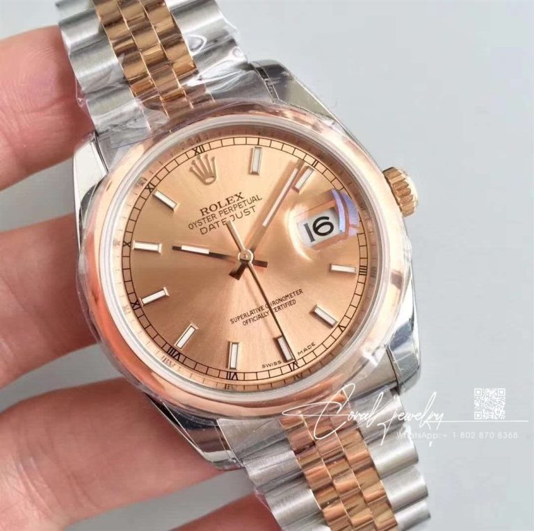 Replica Rolex Datejust 116234 02 36mm Ar Factory Rose Gold Dial (2)