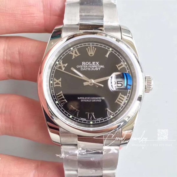 Replica Rolex Datejust 116234 36mm Ar Factory Black Dial Rome Time Scale (1)