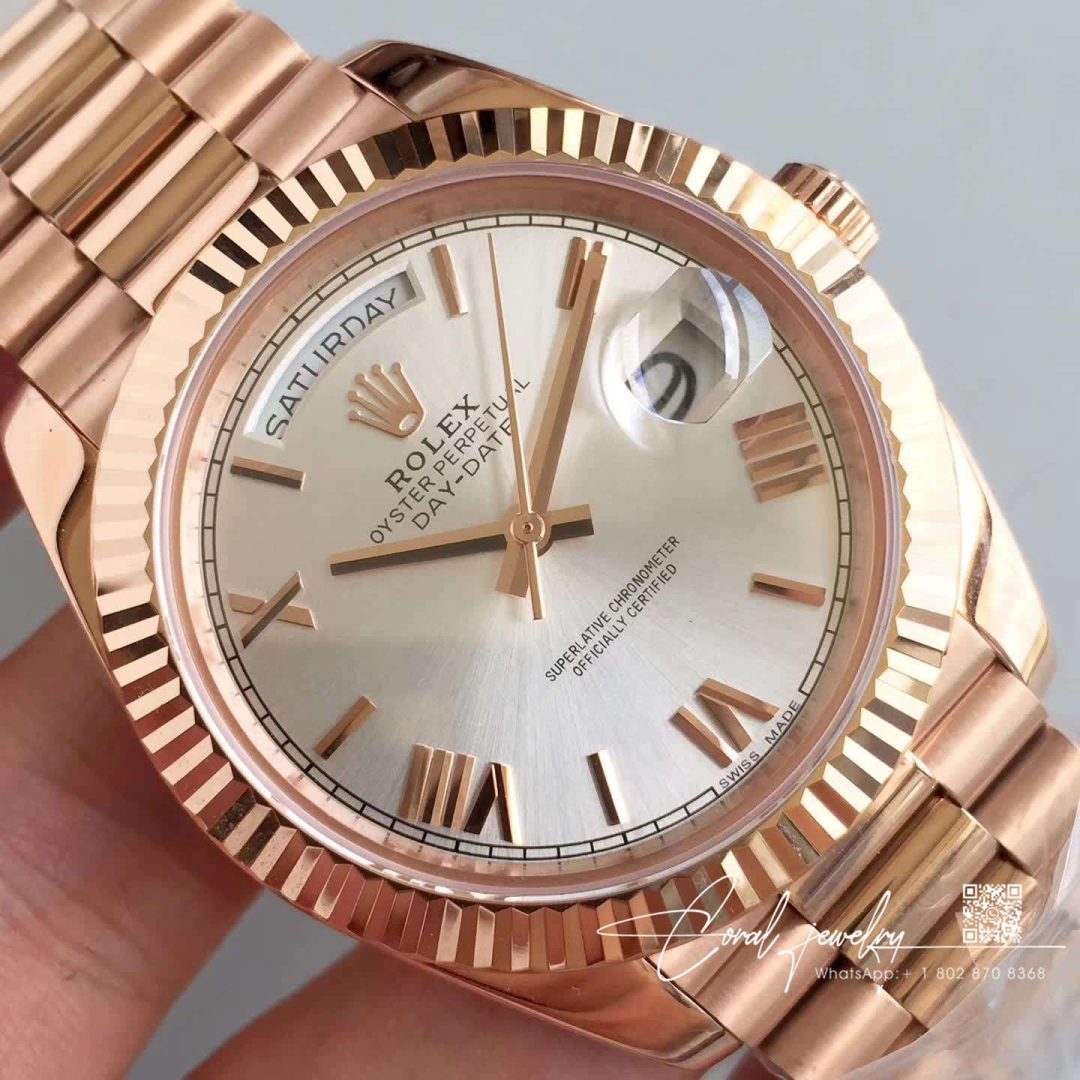 Replica Rolex Day Date 40 228235 Rose Gold 40mm Ew Factory Sundust Dial (4)