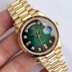 Replica Rolex Day Date M128238 0069 Yellow Gold Ew Factory Gradual Green Dial (2)