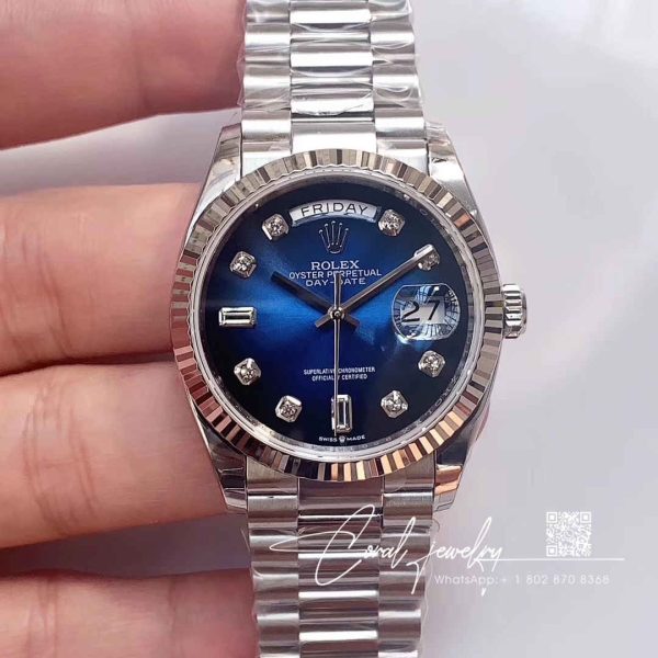 Replica Rolex Day Date M128239 0023 36mm Gm Factory Blue Dial (1)