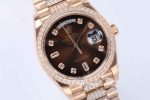 Replica Rolex Day Date M128345rbr 0041 Ew Factory Brown Diamond Bezel (4)