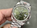 Replica Rolex Day Date M228236 0008 Gm Factory V2 Green Dial Stainless Steel (3)