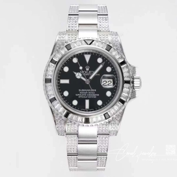 Replica Rolex Submariner Date 116610ln Diamond Customized Edition Gs Factory Black Dial (1)