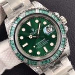 Replica Rolex Submariner Date 116610lv Noob Factory V9 Green Dial Diamond (4)