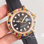 Replica Rolex Yacht Master 116695sats 40mm Noob Factory 18k Rose Gold Wrapped Black Dial (2)