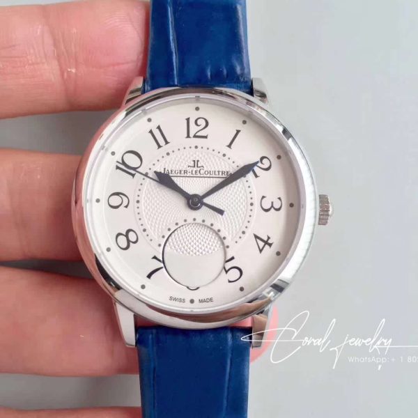 Replica Jaeger Lecoultre Rendez Vous 3448420 Blue Leather Strap White Dial (1)