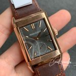 Replica Jaeger Lecoultre Reverso Tribute Double Sided Double Time Zone Flip Mg Factory Rose Gold Black Dial (2)