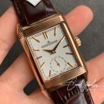 Replica Jaeger Lecoultre Reverso Tribute Double Sided Double Time Zone Flip Mg Factory Rose Gold White Dial (2)