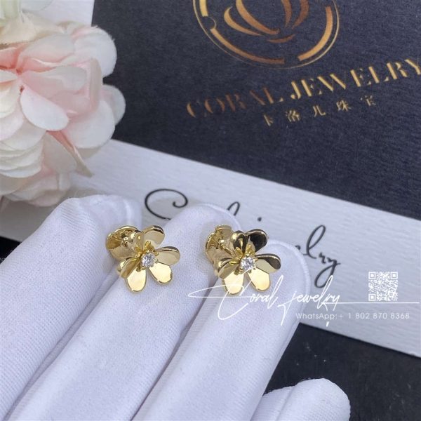 Van Cleef & Arpels Frivole Earrings, Mini Model Yellow Gold, Diamond Vcarp0j300 (1)