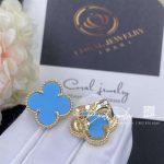 Van Cleef & Arpels Magic Alhambra Earrings 18k Yellow Gold Turquoise Vcarb90200 (6)