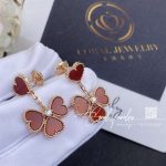 Van Cleef & Arpels Sweet Alhambra Effeuillage Earrings Rose Gold, Carnelian, Diamond Vcarn5pp00 (2)