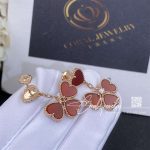 Van Cleef & Arpels Sweet Alhambra Effeuillage Earrings Rose Gold, Carnelian, Diamond Vcarn5pp00 (3)