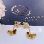 Van Cleef & Arpels Lucky Alhambra Earrings, 2 Motifs Yellow Gold, Mother Of Pearl, Tiger Eye Vcard79800 (3)