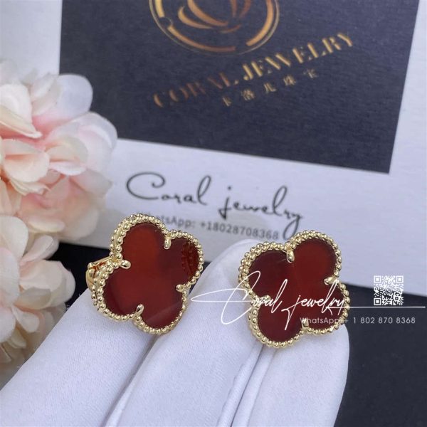 Van Cleef & Arpels Magic Alhambra Earrings Yellow Gold, Carnelian (1)