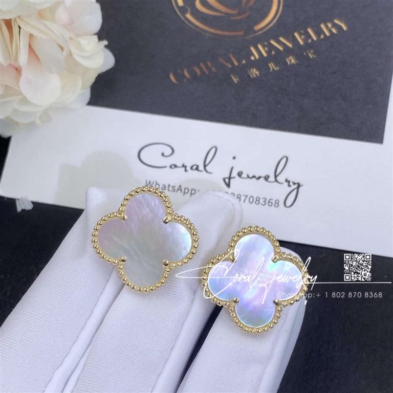 Van Cleef & Arpels Magic Alhambra Earrings 18k Yellow Gold, Mother Of Pearl Vcara43700 (3)