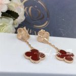 Van Cleef & Arpels Magic Alhambra Earrings, 2 Motifs Rose Gold, Carnelian Vcarp7rq00 (6)