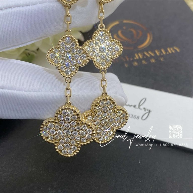 Van Cleef & Arpels Magic Alhambra Earrings, 3 Motifs Yellow Gold, Diamond Vcarn9mr00 (3)