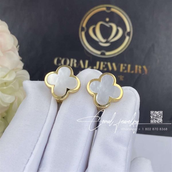 Van Cleef & Arpels Pure Alhambra Earstuds 18k Yellow Gold, Mother Of Pearl Vcara38800 (1)