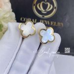 Van Cleef & Arpels Pure Alhambra Earstuds 18k Yellow Gold, Mother Of Pearl Vcara38800 (2)