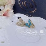 Van Cleef & Arpels Two Butterfly Earrings Yellow Gold, Diamond, Turquoise Vcarp7us00 (1)