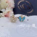 Van Cleef & Arpels Two Butterfly Earrings Yellow Gold, Diamond, Turquoise Vcarp7us00 (2)