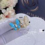 Van Cleef & Arpels Two Butterfly Earrings Yellow Gold, Diamond, Turquoise Vcarp7us00 (4)