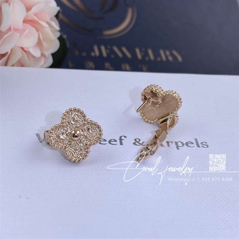 Van Cleef & Arpels Vintage Alhambra Earrings Rose Gold Vcarn9t400 (2)