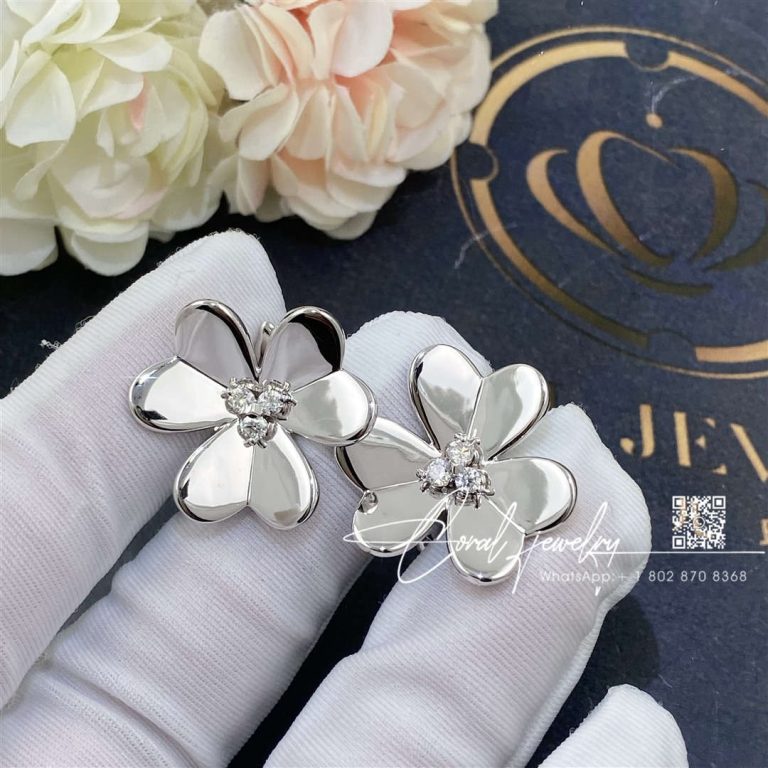 Van Cleef & Arpels Frivole Earrings, Large Model White Gold, Diamond Vcarb65900 (5)