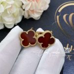 Van Cleef & Arpels Vintage Alhambra Earrings Yellow Gold, Carnelian Vcard40400 (4)