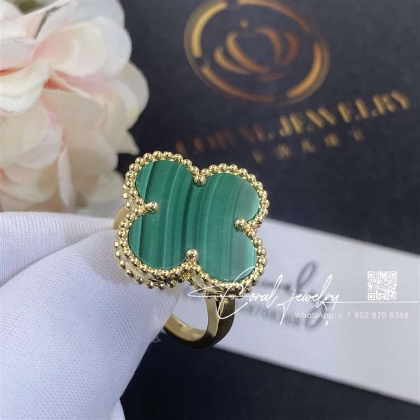 Van Cleef & Arpels Magic Alhambra Ring Yellow Gold, Malachite Vcaro3av00 (4)