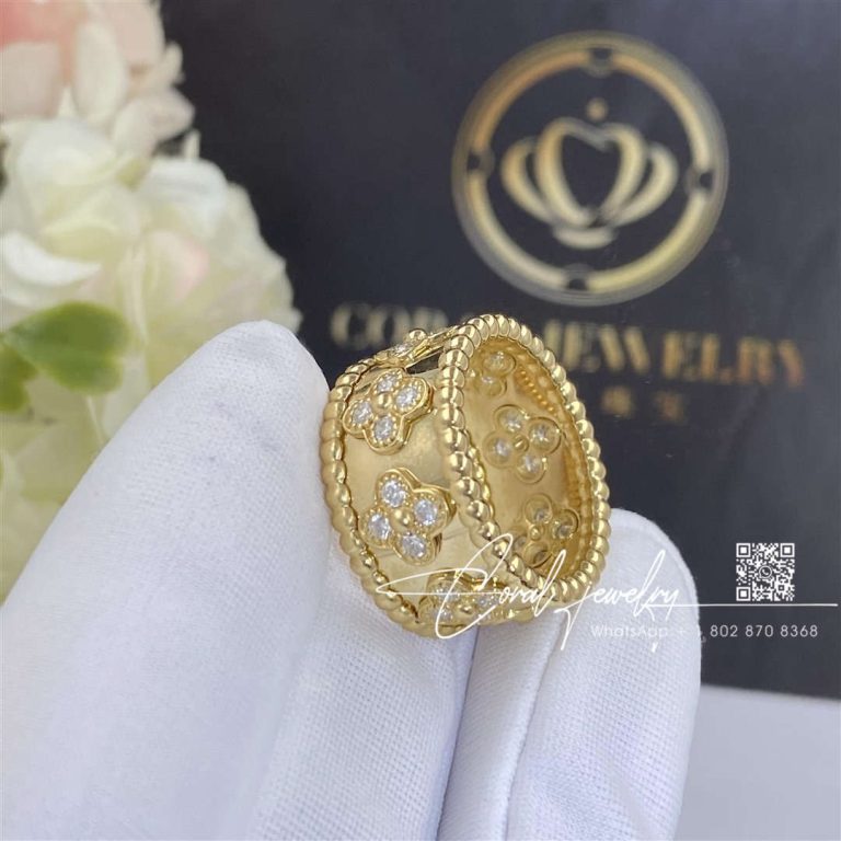 Van Cleef & Arpels Perlée Clovers Ring, Yellow Gold, Diamond Vcaro9lo00 (3)