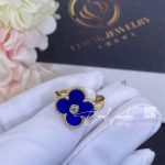 Van Cleef & Arpels Vintage Alhambra Ring Yellow Gold, Diamond,blue Ceramic (4)